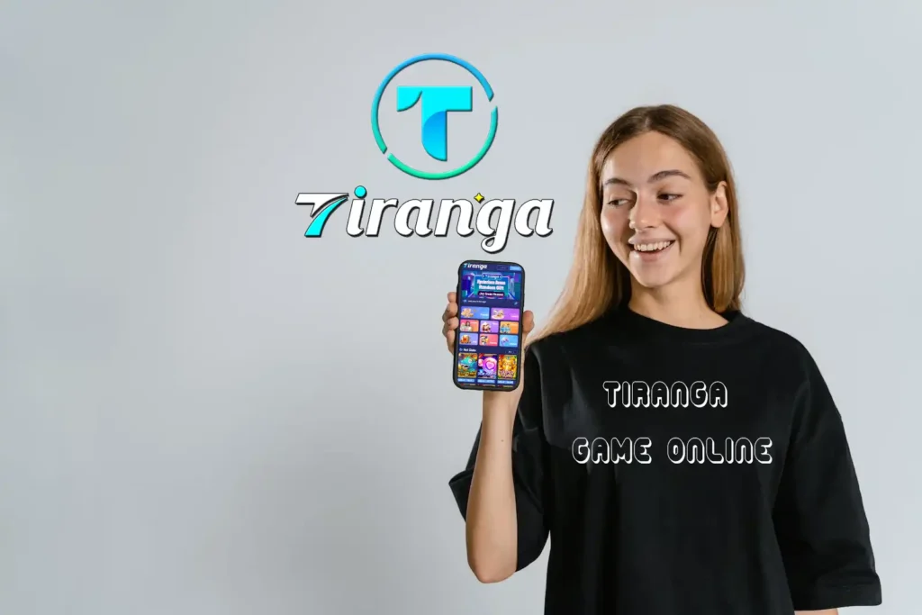 girl advertising tiranga colour prediction game on her mobile phone