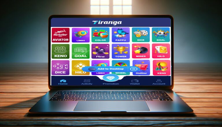 a laptop showing the available games of tiranga games