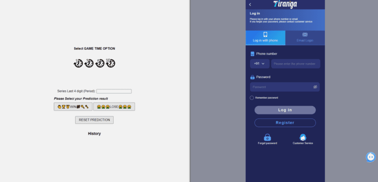 an image of tiranga colour prediction tool on the registration form of tiranga games