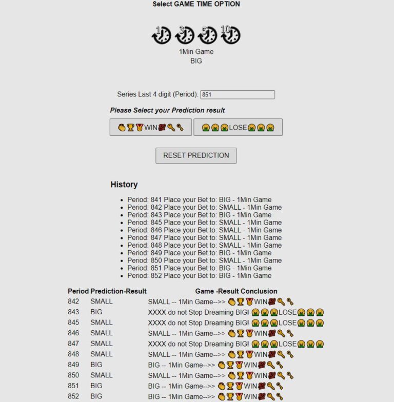 an image of tiranga colour prediction tool showing its winning rate