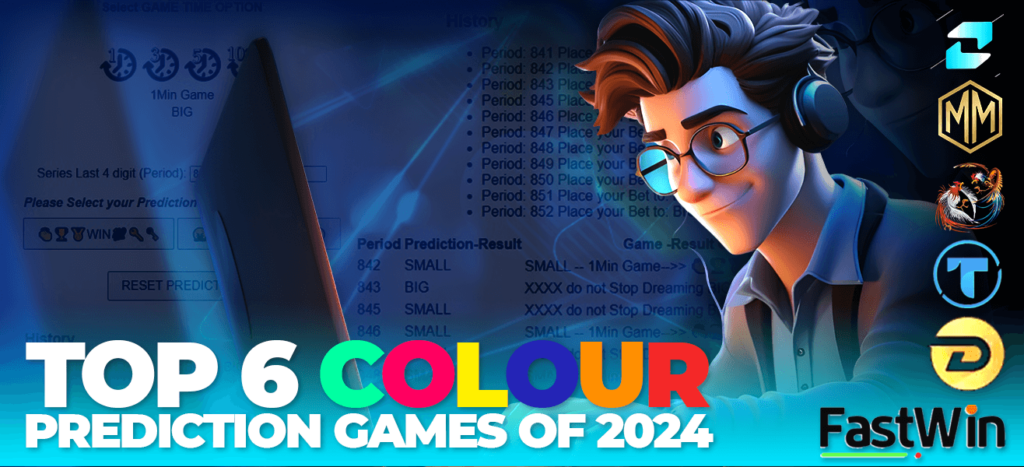 an image of a man checking the top 6 colour prediction games of 2024